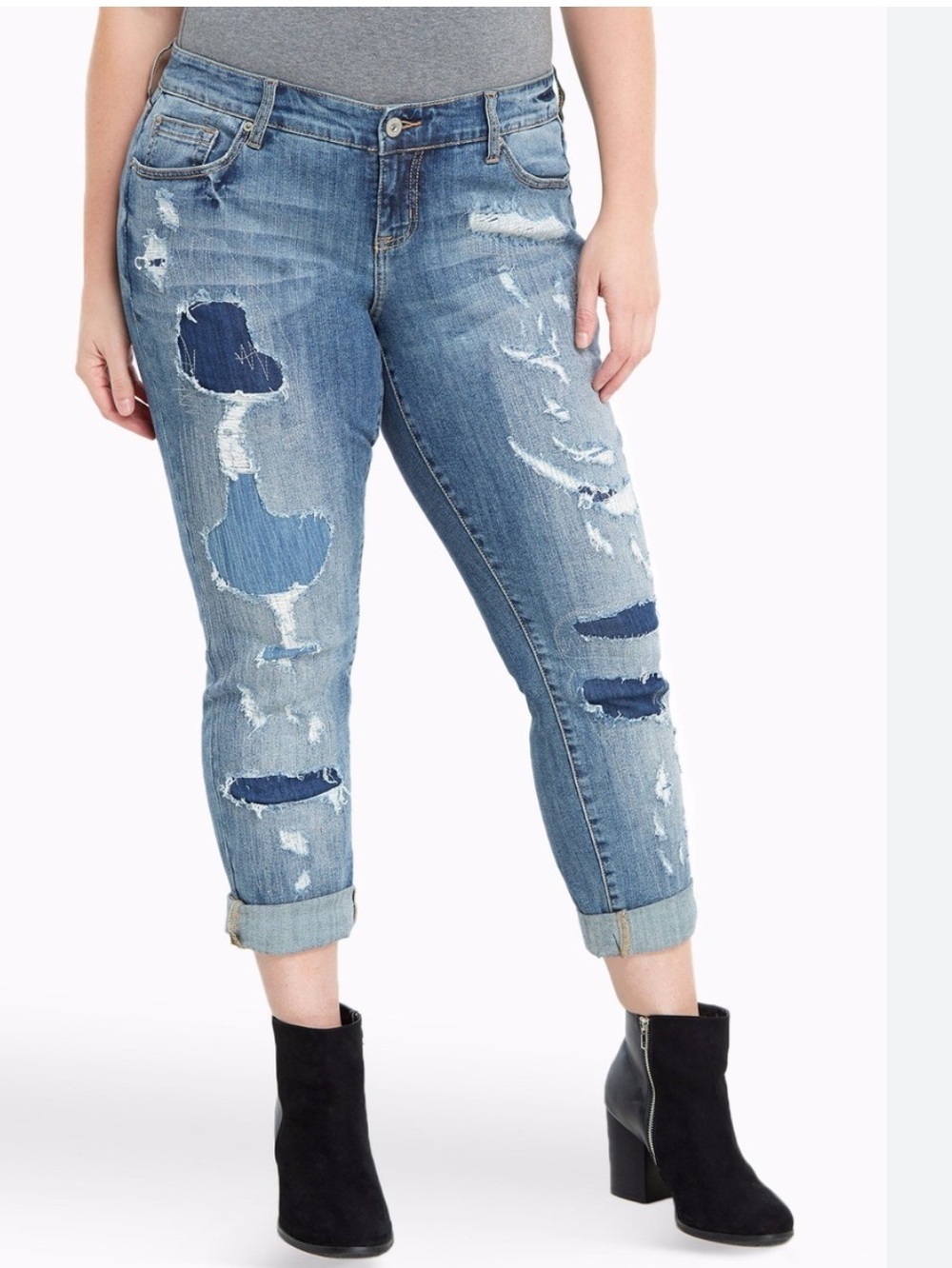 Torrid Women's Distressed Light Blue Boyfriend Jeans Size 16R
